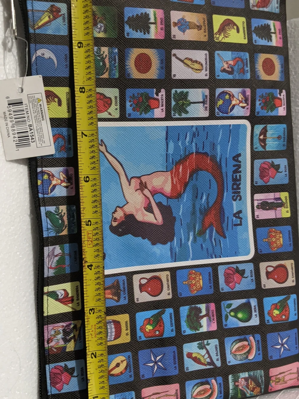 La Sirena Mermaid Print Zip Pouch - Multicolor LOTERIA Mexican Theme